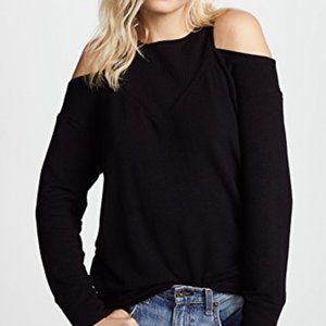 MONROW OFF SHOULDER DOUBLE LAYER SWEATSHIRT
